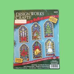 Design Works Crafts Plastic Canvas Ornament Kit NEW Stained Glass Windows